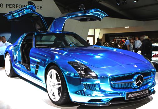 Mercedes car in striking blue colour