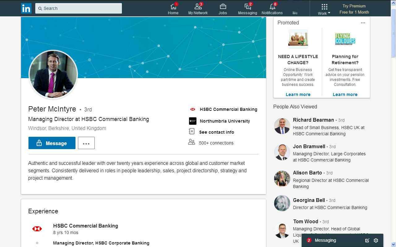 Peter McIntyre on Linkedin HSBC