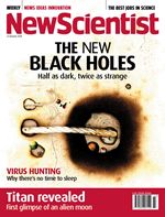 New Scientist magazine cover, black holes 22 January 2005