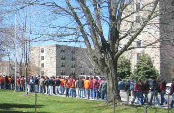 Virginia Tech shooting massacre students outside university halls