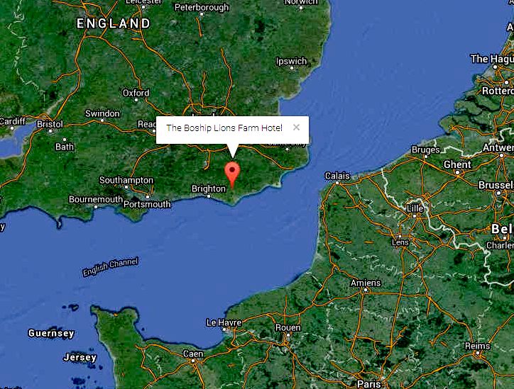 Satellite map from Google showing location of Eastbourne in England
