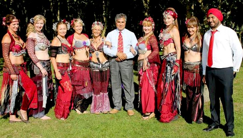 Sheik Abid Gulzar with Manas Singh and the dancing girls