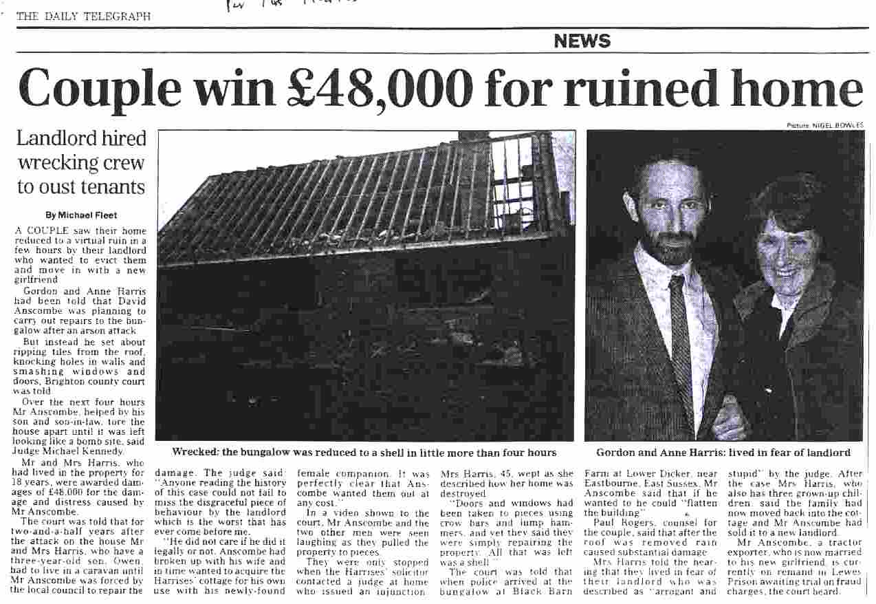 Telegraph media article, £48,000 damages for couple with ruined home