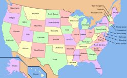 Map of USA with state names