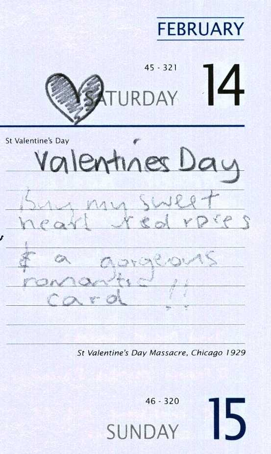Valentines Day and Card reminder to Nelson Kruschandl, bunny boilers Hailsham