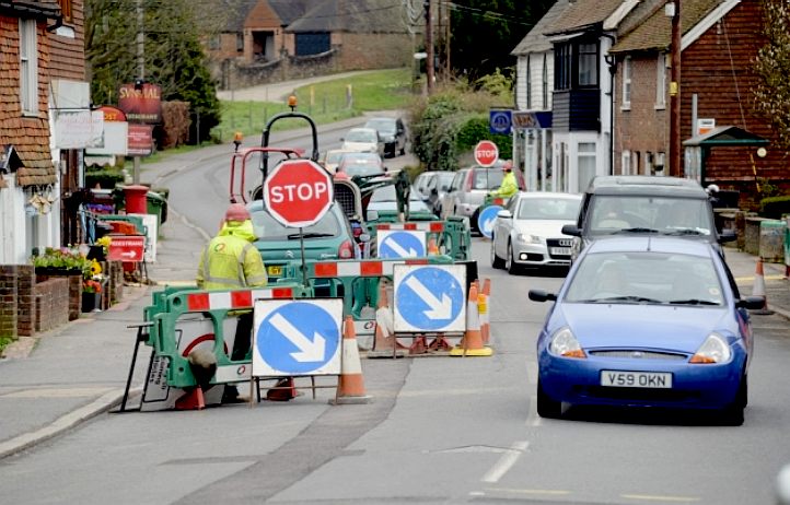 Traffic congestion in Herstmonceux village