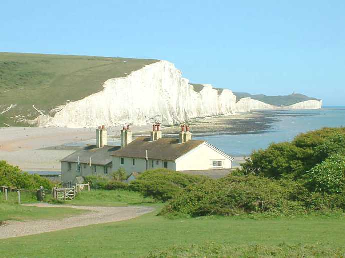 Seven Sisters famous chalk cliffs on the south coast of England